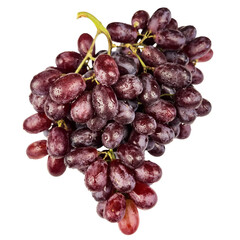 A Cluster of Fresh Red Grapes Is Beautifully Displayed on a Pure White Background