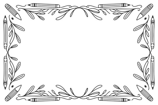 Border Frame Vector Illustration Of Floral Flowers Battern Background
