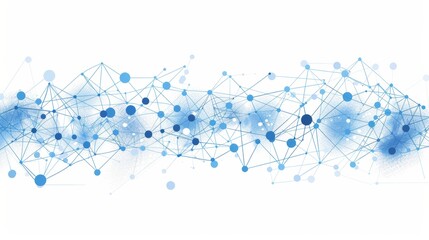 Abstract design featuring a blue and white sphere network structure with emphasis on connection