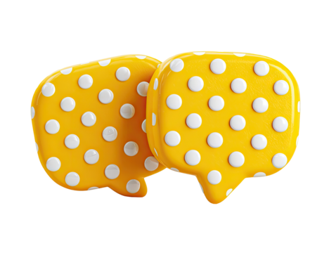 Two yellow speech bubbles with white polka dots (5)