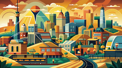 Obraz premium Johannesburg, South Africa, a bustling metropolis built on gold mines, where street art, vibrant neighborhoods, and the Apartheid Museum narrate the nation’s painful past and hopeful renewal.