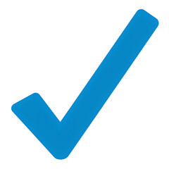 A striking neon blue checkmark with a subtle glow centered on a clean white backdrop Perfect for modern concepts and designs, isolated