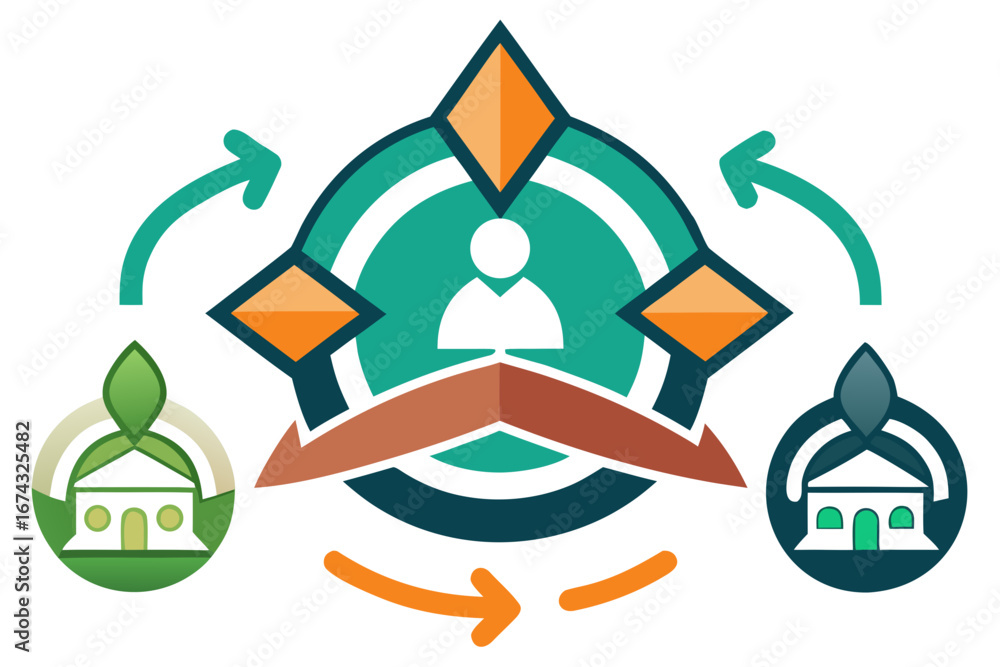 Poster visualize seamless process flow and strategic decision-making with this dynamic infographic illustra