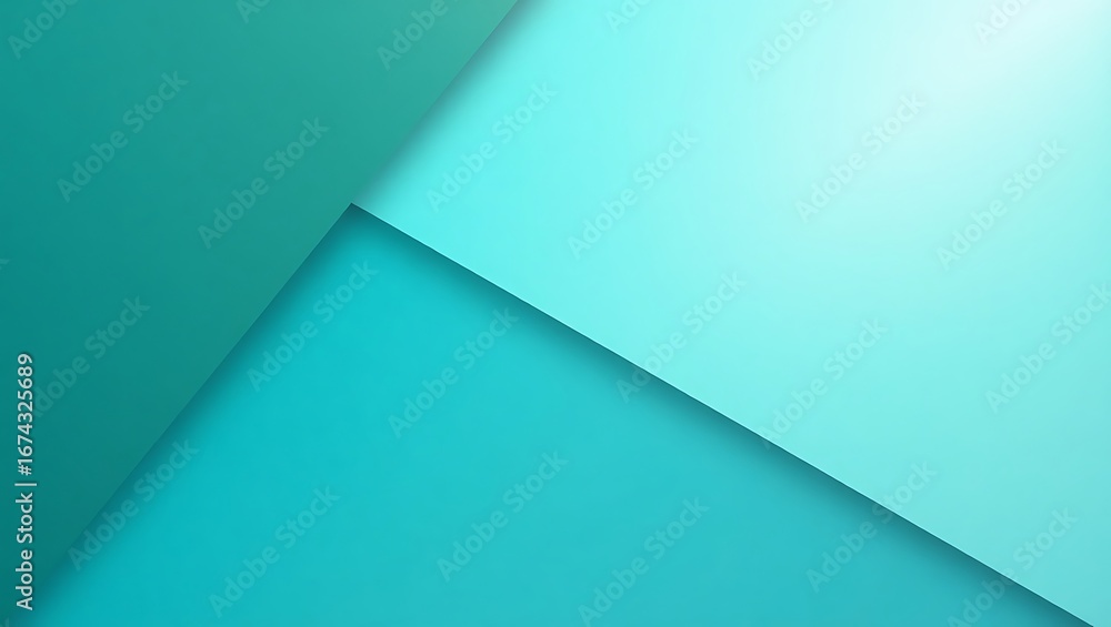 Poster abstract geometric background with overlapping teal shapes. a modern minimalist design with layered 