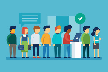 Diverse team members collaborate efficiently in a modern business setting, showcasing teamwork, communication, and progress with a checkmark of success.