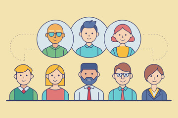 Diverse team members collaborating and connecting, showcasing modern professional synergy and shared ideas in a vibrant, people-centric business environment.