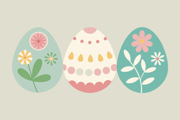 Charming Easter eggs adorned with whimsical flowers and festive patterns create a delightful and vibrant celebration of spring, perfect for any holiday design.