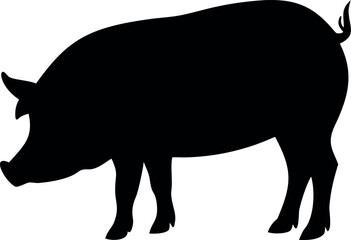 Pig Vector Silhouette for Farm Animal Collection