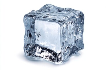 Obraz premium Close-up of a single, square ice cube