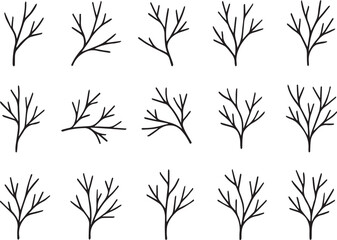 Fototapeta premium Collection of Simple Black Tree Branch Silhouettes
