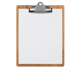 A blank clipboard with a sheet of paper