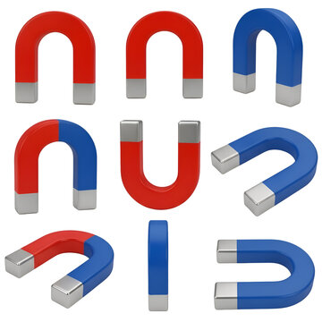 Horseshoe Magnets: Exploring Magnetic Fields and Poles with a Transparent Background