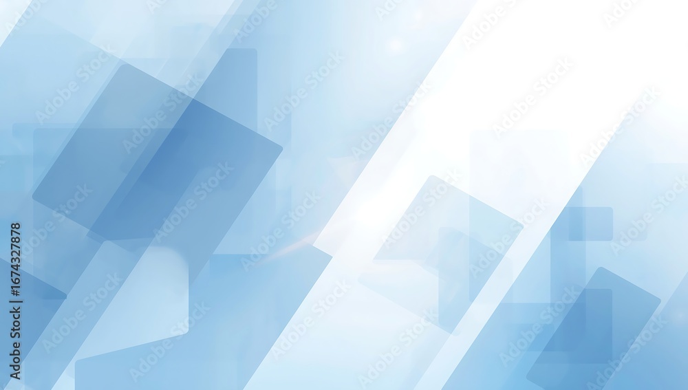 Poster abstract blue geometric background. a modern minimalist design with overlapping transparent rectangl