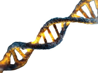 Fiery DNA helix against black