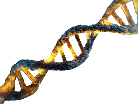 Fiery DNA helix against black