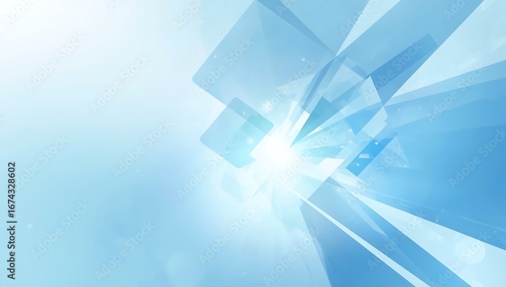 Poster abstract blue geometric background. a modern minimalist design with overlapping transparent rectangl