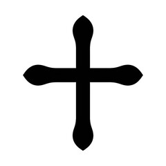 Obraz premium A sleek black cross with symmetrical rounded ends designed for balance and simplicity Stand out with this modern symbol, isolated