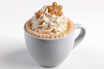 Winter spiced latte with whipped cream and cookies