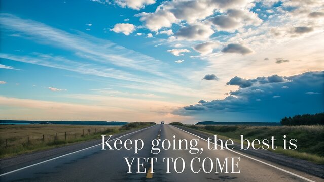 Inspirational Message On A Long Road At Sunset. - Powered by Adobe