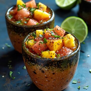 fruta con chamoy fruit mexican dessert orbit video