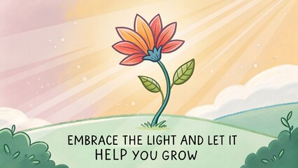Inspirational Quote About Growth With A Flower Illustration.