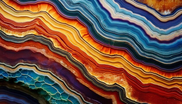 textured geological strata with vibrant colors and intricate patterns