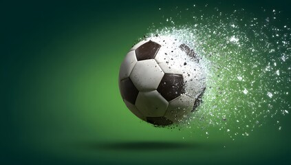 Soccer ball action shot with motion blur and green background for sports fans