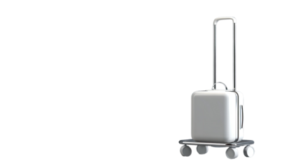3D rendered, white suitcase on wheels