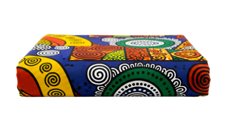 Colorful african print fabric isolated on transparent background in studio shot