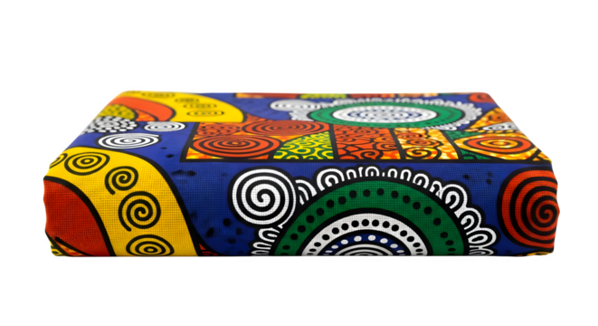 Colorful african print fabric isolated on transparent background in studio shot
