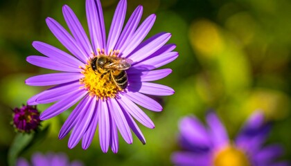 Obraz premium Bee on vibrant purple flower
