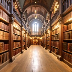 Grand wooden library interior