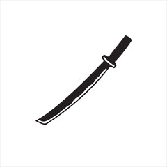 Silhouette of a katana isolated on white background, a japanese sword