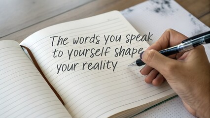 Person Writing a Positive Affirmation in a Journal.