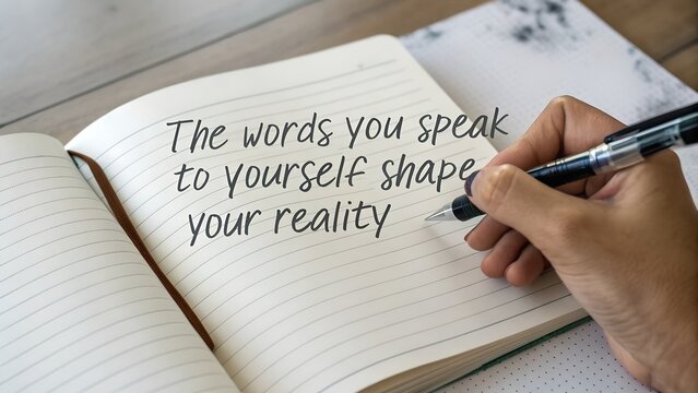Person Writing a Positive Affirmation in a Journal.
