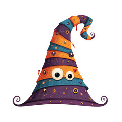 stylish magic witch hat featuring a tall pointed crown, perfectly isolated on a transparent PNG background for Halloween costume 