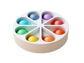 Colorful circular toy with spherical objects