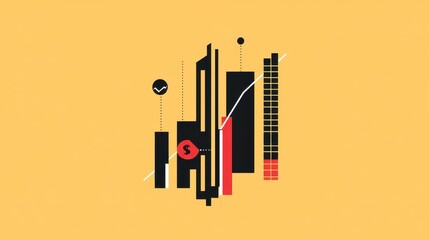 Abstract illustration of urban growth, financial success, and time management.