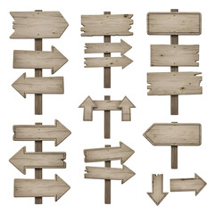 Fototapeta premium Wooden Arrows: Design Elements with Transparent Background for Projects