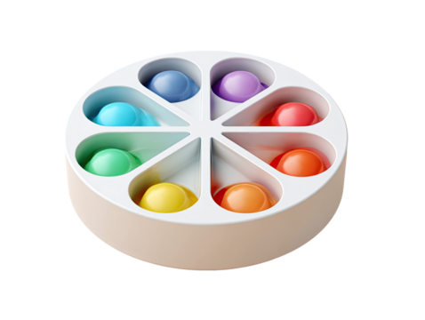 Colorful circular toy with spherical objects