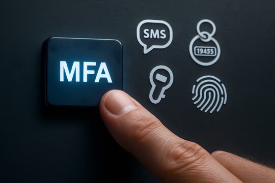 Multi Factor Authentication Button With Security Icons