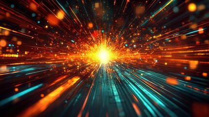 Dynamic Abstract Background with Explosive Light and Speed - Blur and Glow Effect