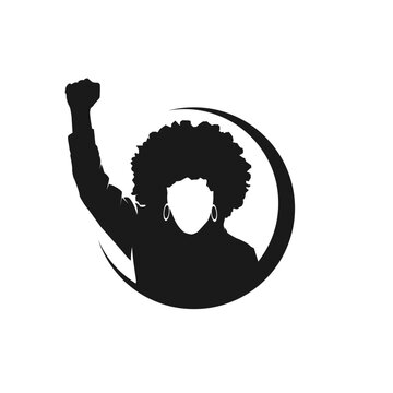 Black Woman Power Fist Silhouette Logo.