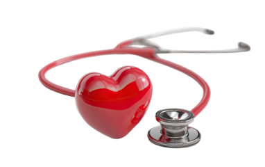 Red heart with stethoscope