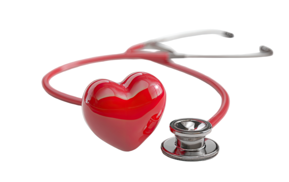 Red heart with stethoscope