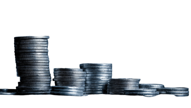 Stacked metallic coins