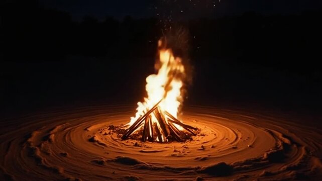 Fire flar in winter night