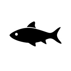 Simple black and white graphic of a fish with smooth fins