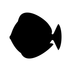 Silhouette of a tropical fish swimming isolated on white background, simple design