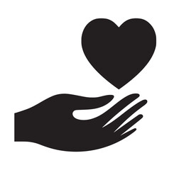 Hand of Giving: A simple and impactful illustration of a hand cradling a heart, embodying themes of care, support, and unconditional love. Perfect for conveying messages of empathy and solidarity.